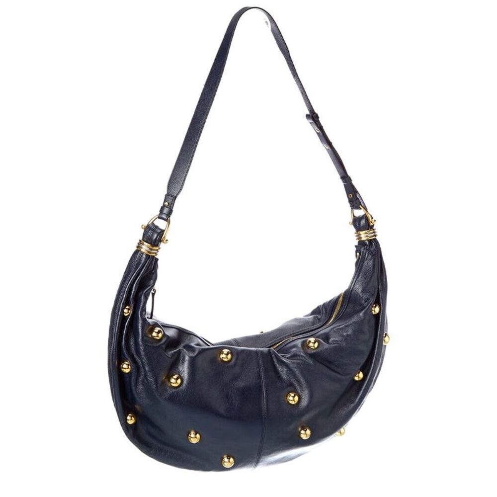 Chloé Logo Leather Shoulder Bag, Blue